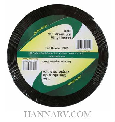 JR Products 10015 Premium Vinyl Insert Black 25 Foot Length