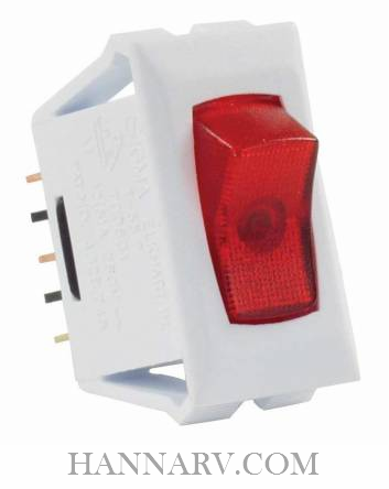 JR Products 12505 Illuminated 12V On-Off Switch - Red/White