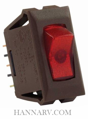 JR Products 12535 Illuminated 12V On-Off Switch - Red/Brown