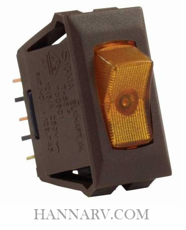 JR Products 12541-5 Illuminated 12V On-Off Switch - Amber/Brown - 5 Pack