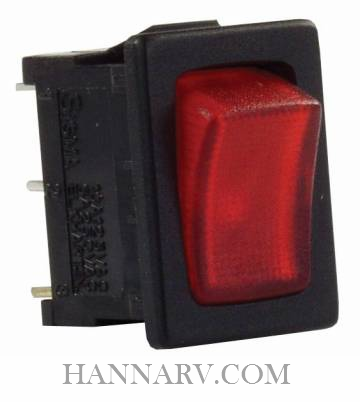 JR Products 12765 Mini-Illuminated On-Off 12V Switch - Red/Black