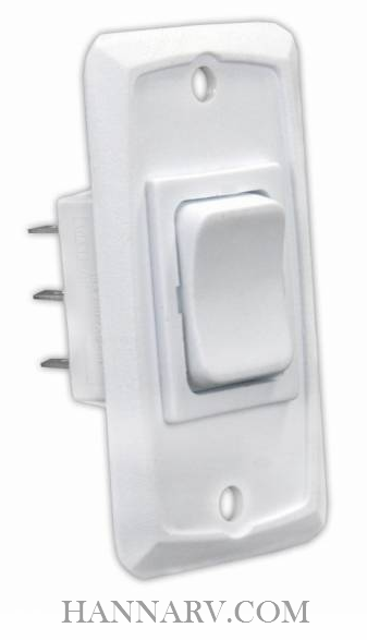 JR Products 12835 Heavy Duty 12V Mom-On-Off-Mom-On Switch - White