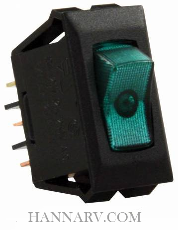 JR Products 13695 Illuminated On-Off Switch - Green/Black