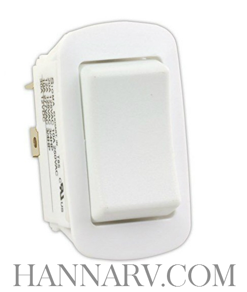JR Products 13995 WATER RESISTANT MOM-ON/OFF/MOM-ON SWITCH - DPDT REVERSING SWITCH White