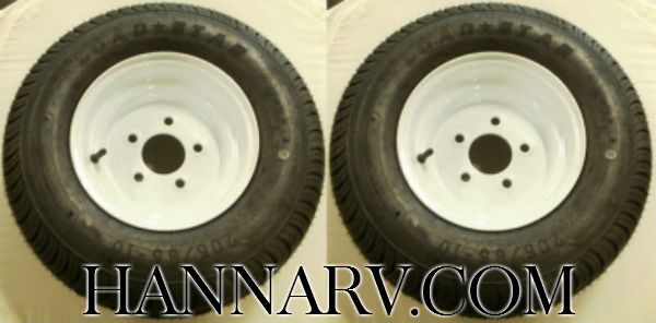 Load Star 20.5 X 8-10 C Class Tire And 5 Hole Wheel Assembly - Pair - White Painted Finish