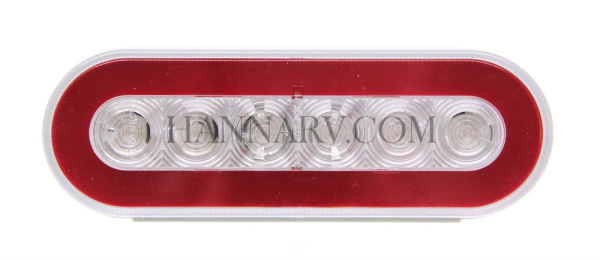 Optronics STL-111RCB GLOlight 6 Inch Oval Red LED Stop/Turn/Tail Light - Clear Lens - 22 Diode