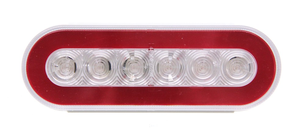 Optronics STL-111RCBK GLOlight 6 Inch Oval Red LED Stop/Turn/Tail Light - Clear Lens - 22 Diode