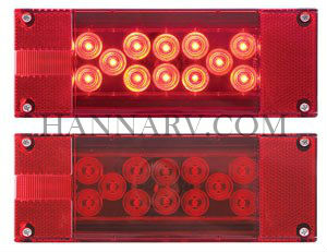 Optronics STL-16RB Red Rectangular 6 Function LED Stop / Turn / Tail Light - Waterproof