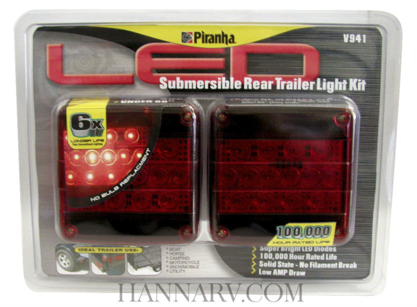 Peterson Manufacturing V941 Piranha Red LED Rear Trailer Light Kit