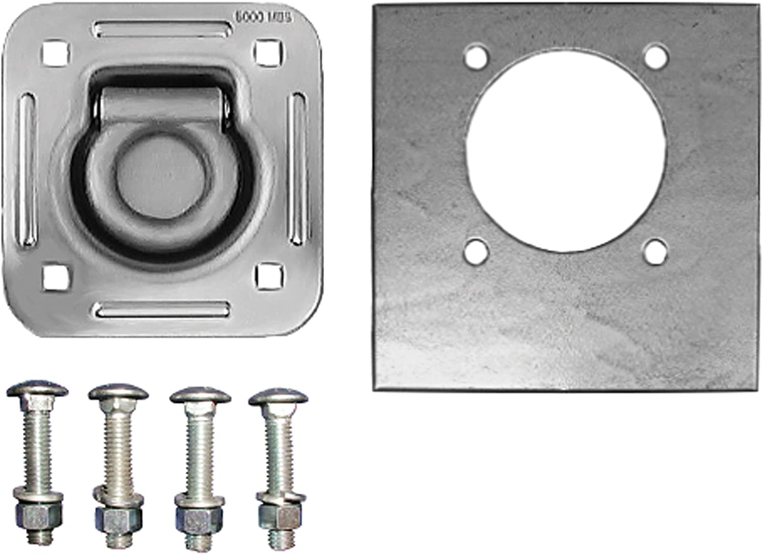 Brophy RR5K Recessed Trailer D-Ring Tie Down with Backing Plate and Hardware - 5000 LBS