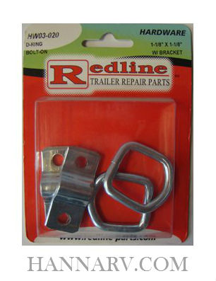 Redline HW03-020 1-1/8 Inch x 1-1/8 Inch Bolt-On D-Ring and Bracket - Pack of 2