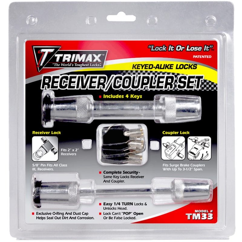 Trimax TM33 Keyed Alike Receiver and 3-1/2 Inch Span Coupler Lock Set