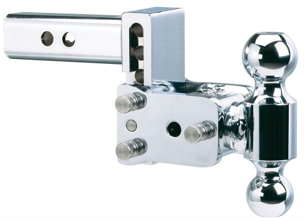 B and W TS10033C Chrome Tow and Stow Double Ball Mount - 2 Inch and 2-5/16 Inch Ball - 3 Inch Drop