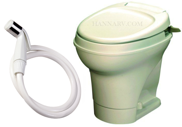 Thetford 31676 Aqua Magic V Parchment High Hand Flush RV Toilet With Sprayer