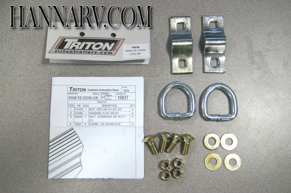 Triton 16838 5000 Lbs 3/8 Inch D-Ring Tie Down Kit