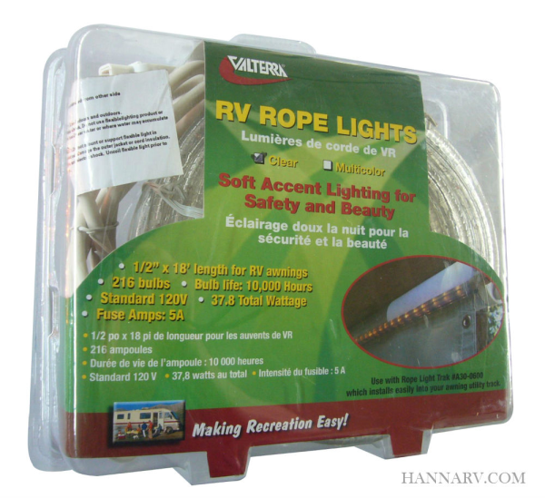 Valterra A30-0650 RV Trailer Camper Rope Lights - 18 Foot Length