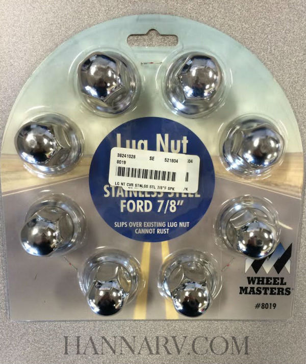 Wheel Masters 8019 Stainless Steel Lug Nut Covers for Ford 7/8 Inch Lugs - 8 Pack