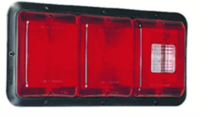 Bargman 34-84-009 #84 / #85 Series Recessed Triple Tail Lights with Backup Light - Red with Black Base