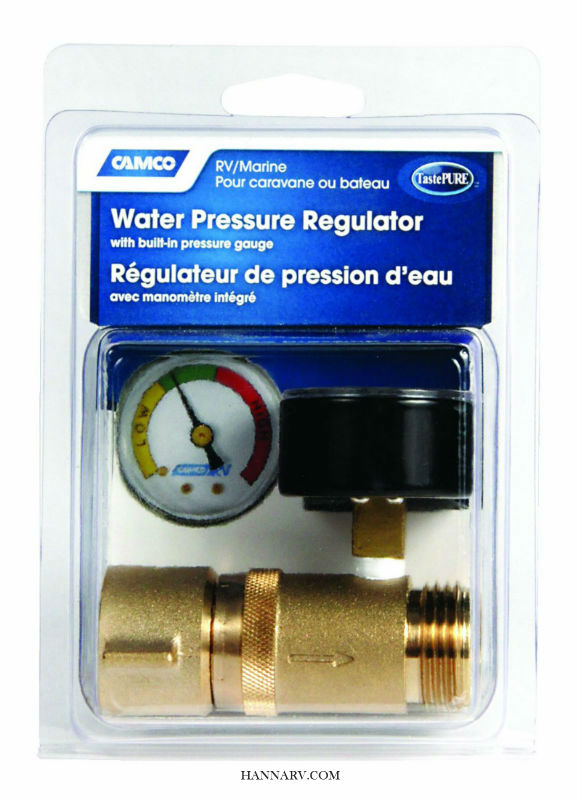 Camco 40064 Brass Water Pressure Regulator with Gauge