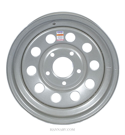 Dexstar 17-231-19 - 15 Inch x 5 Inch Silver Mod Wheel - 10 Hole - 5 on 4-1/2 - 3.19 Pilot - 1/2 Inch Stud
