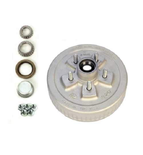 Dexter 845476UC3 Standard Hub and Drum Assembly - 5 on 4-3/4 - L68149 and L44649 Bearings - 10 Inch x 2-1/4 Inch Drum