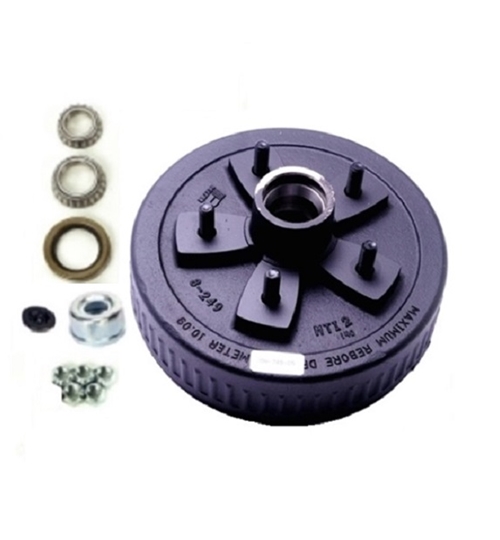 Dexter 84557UC3-EZ Complete E-Z Lube Hub and Drum Assembly - 5 on 5-1/2 - L68149 and L44649 Bearings - 10 Inch x 2-1/4 Inch Drum