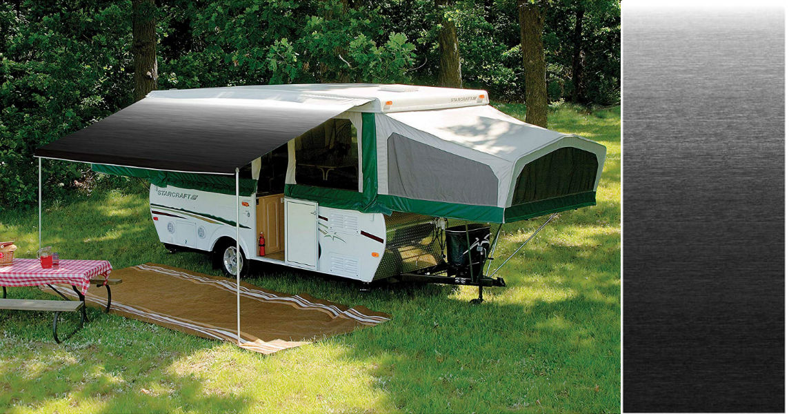 The Dometic 944NR07.FJ1 Trim Line Case Awning - Onyx - 7 Foot Length is lightweight and easy to install. Easily attaches to your pop-up camper or tent trailer awning rail to provide shade and comfort.