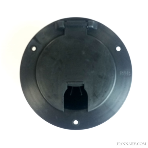 JR Products 541-3-A Deluxe Round Electric Cable Hatch with Back - Black