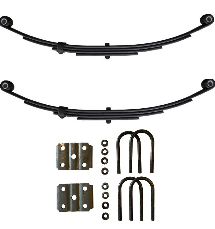 2-3/8 Inch Round 4 Leaf Spring Kit for 3500 lb Trailer Axles - Includes Springs, Bolts, Nuts
