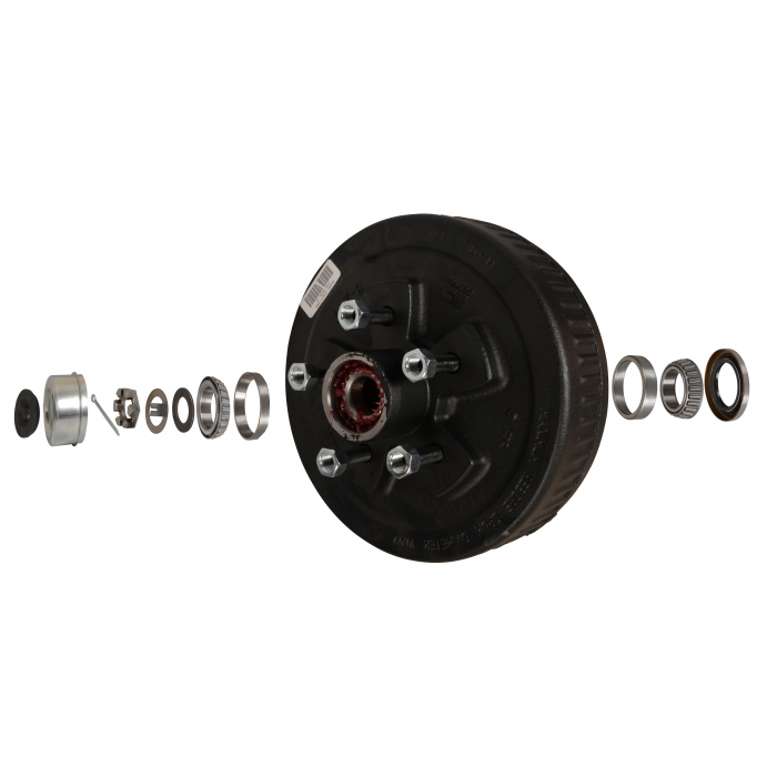 Pregreased Hub and Drum Kit for 3500 Lb Axles - 5 on 4.5 - L68149 Inner / L44649 Outer Bearings