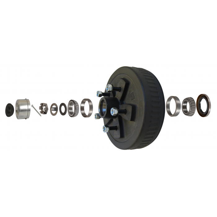 Pregreased Hub and Drum Kit for 3500 Lb Axles - 5 on 5 - L68149 Inner / L44649 Outer Bearings