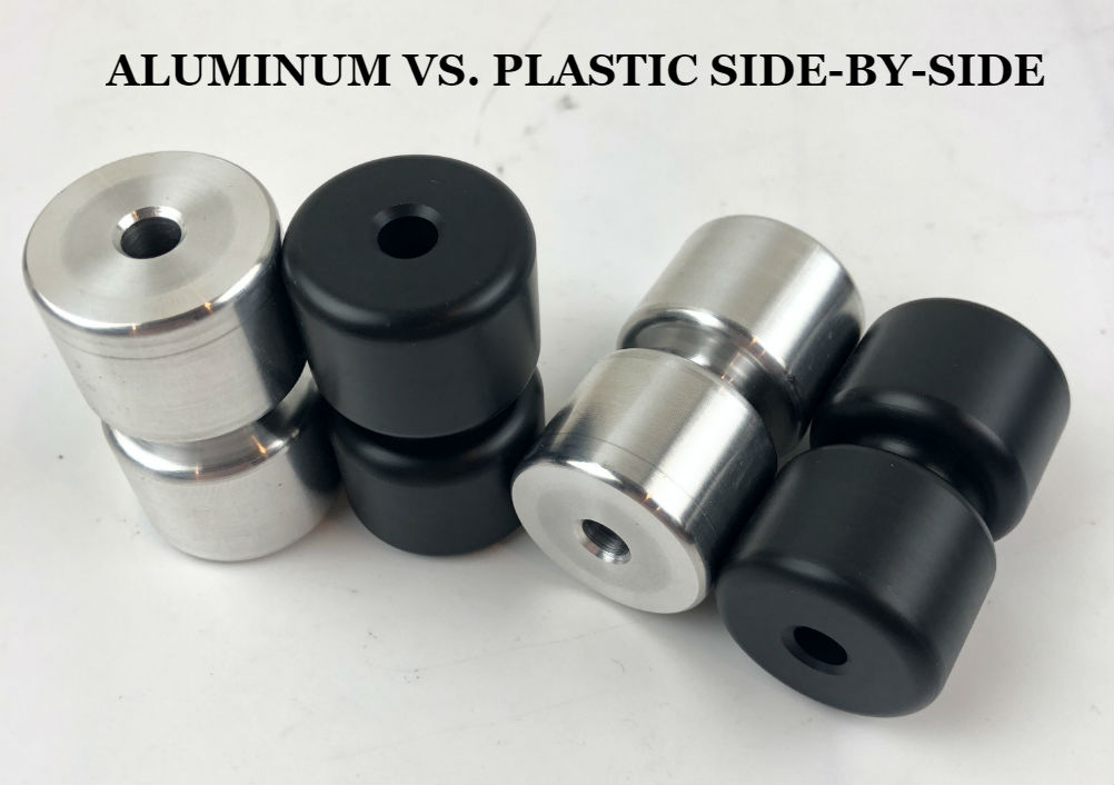 Here is a side-by-side comparison of high-quality replacement aluminum rollers and standard plastic rollers