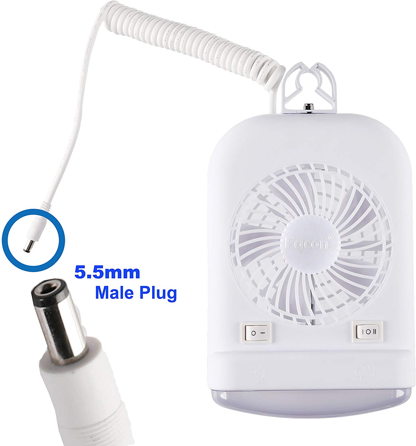12 Volt LED Light and Fan with On/Off Switch for Pop-up Tent Campers.