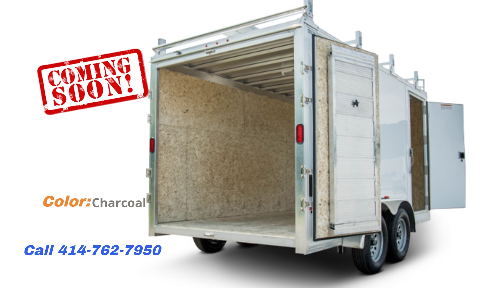 CargoPro Stealth 7 X 16 Aluminum Frame Tandem Axle Ultimate Contractor Cargo Trailer Double Rear Doors, 79 inch Interior Height- Charcoal