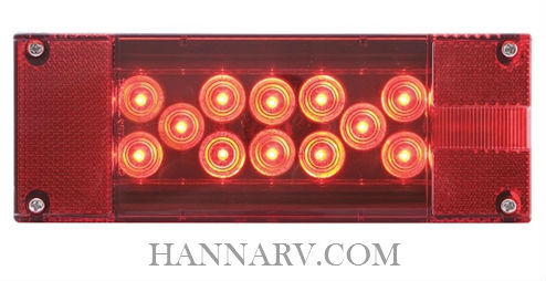 Optronics STL-17RB Left Hand Rectangular Waterproof Red LED Stop/Turn/Tail Light with License Illuminator