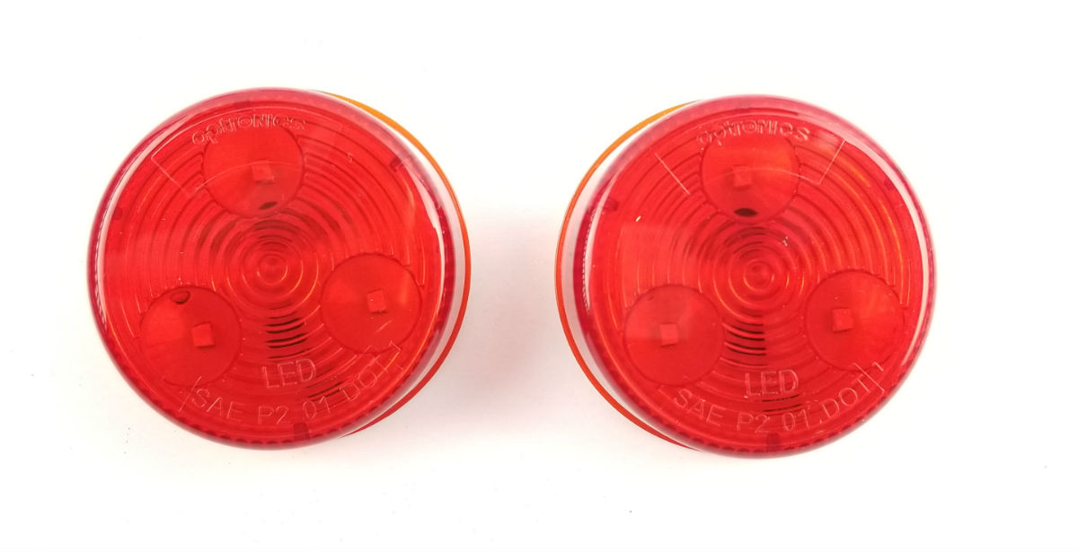 Triton 08475 Red 2 Inch Round LED Clearance Sidemarker Light - 2 Pack