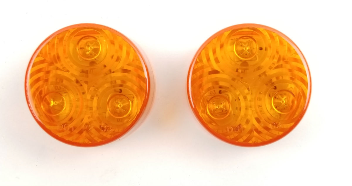 Triton 10627 Amber 2 Inch Round LED Clearance Sidemarker Light - 2 Pack