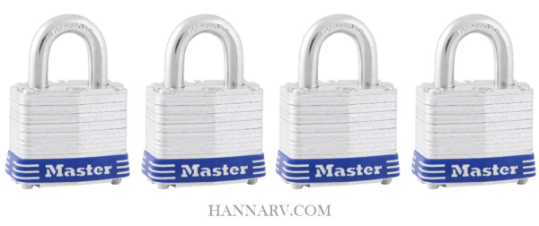 Master Lock 3008D Number 3 Keyed Alike Coupler Lock with Standard Shackle - 4 Pack