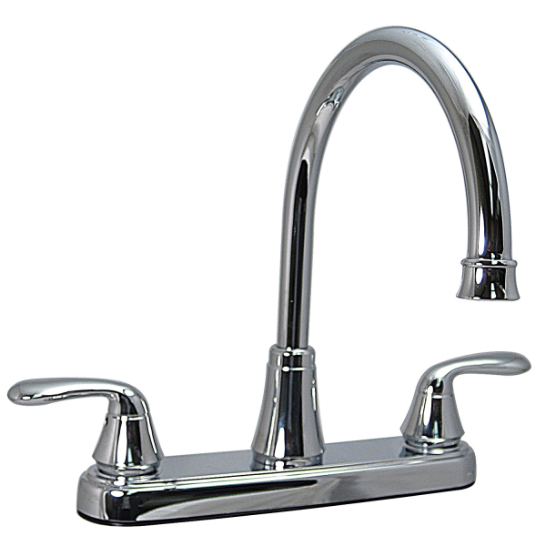 Valterra PF231302 Two Handle 8 Inch Hi-Arc Hybrid RV Kitchen Faucet - Chrome Finish