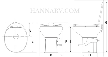 Thetford 42060 Aqua-Magic Style II Toilet High Profile White Color With Hand Sprayer 