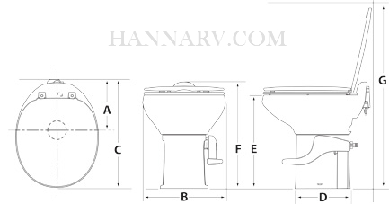 Thetford 42062 Aqua-Magic Style II Toilet High Profile Bone Color