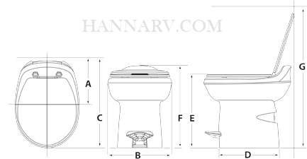 Thetford 34433 Aqua-Magic Style Plus Toilet Low Profile White Color 