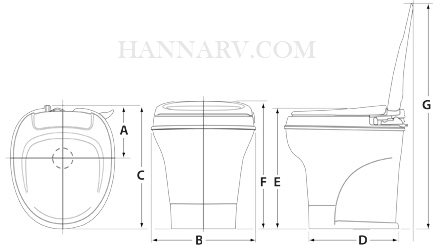 Thetford 31647 Aqua Magic V Parchment Low Hand Flush RV Toilet