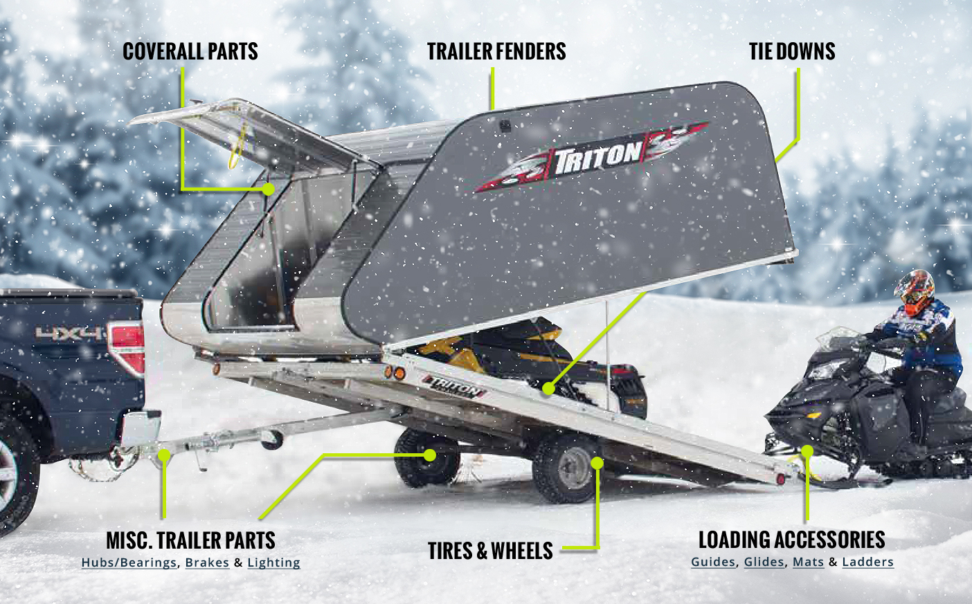 yacht club snowmobile trailer parts